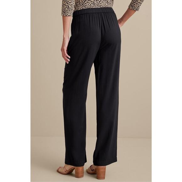 NWT Soft Surroundings Melita Wide Leg Pant Black Full Length Womens Size Medium - Picture 4 of 12